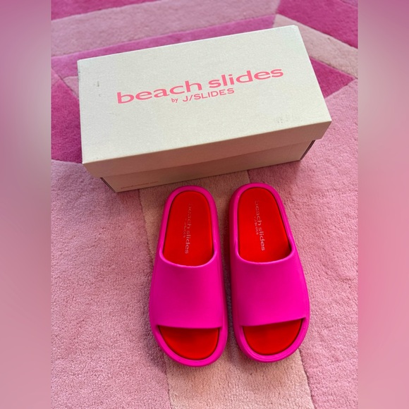 J Slides Shoes - Pink Fuchsia Red J/Slide Beach Slides Size 8, Like New